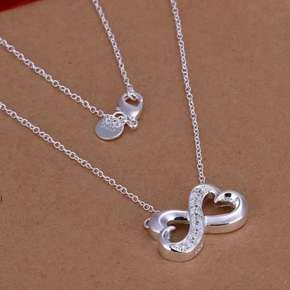 925 silver Infinity Necklace Earrings set